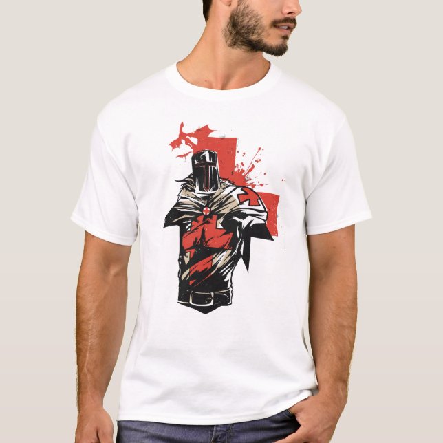 Camiseta Santo George Christian Crusader Cruz Vermelha (Frente)