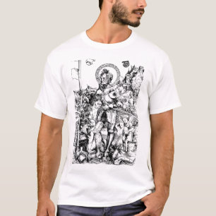 Camiseta Santo George em pé com dois anjos