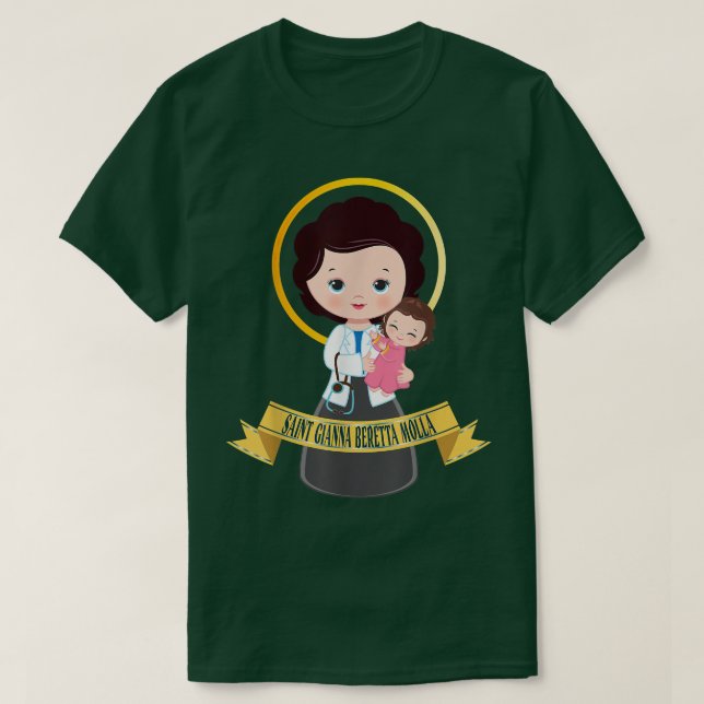 Camiseta Santo Gianna Beretta Molla Patrão Católico (Frente do Design)