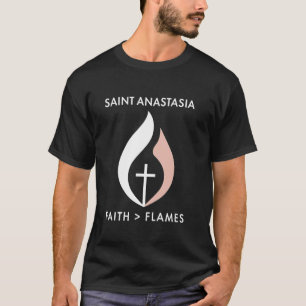 Camiseta Santo Inspirador Anastácia Fé Sobre Chamas De