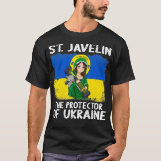 Camiseta Santo Javelin Anime Protetor da Bandeira da Ucrâni