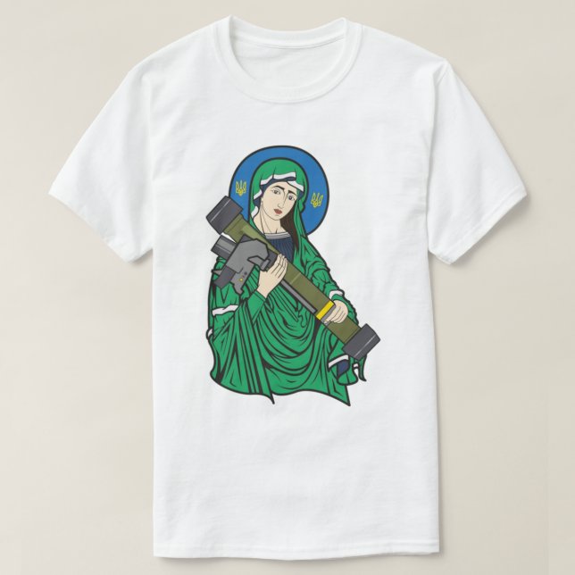 Camiseta Santo Javelin - Guerra da Ucrânia. Slava Ucraniano (Frente do Design)