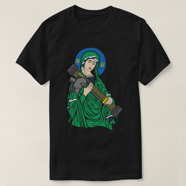 Camiseta Santo Javelin - Guerra da Ucrânia. Slava Ucraniano (Frente do Design)