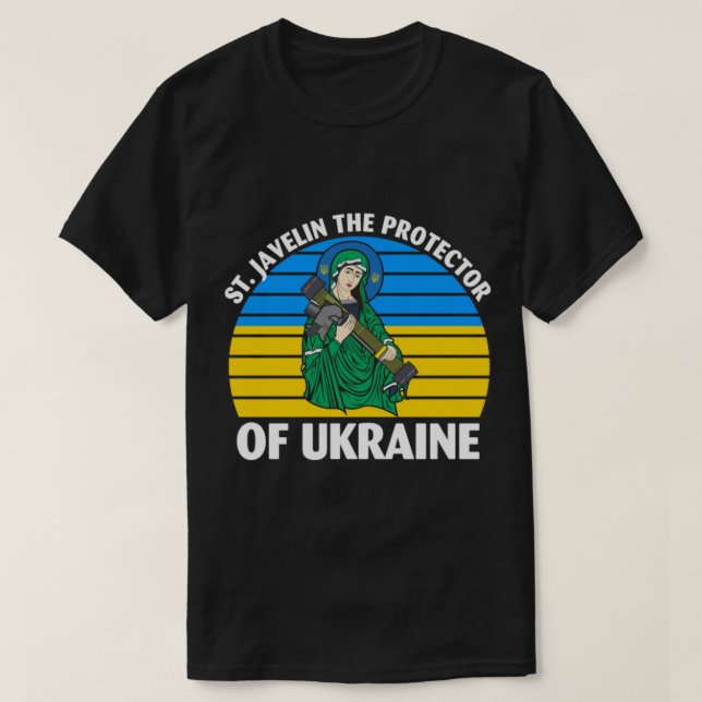 Camiseta Santo Javelin O Protetor da Ucrânia F Ucraniano (Frente do Design)