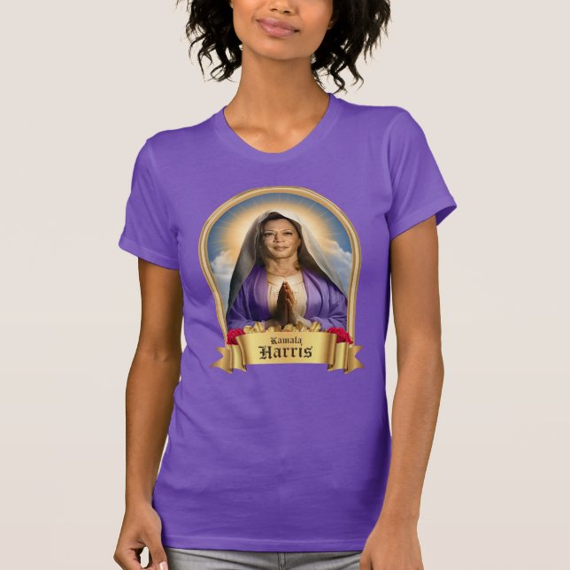 Camiseta Santo Kamala Harris - Vela Devocional de Oração (Frente)