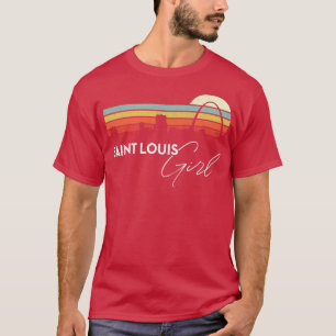 Camiseta Santo Louis Girl Retro Sunset City Skyline Souveni