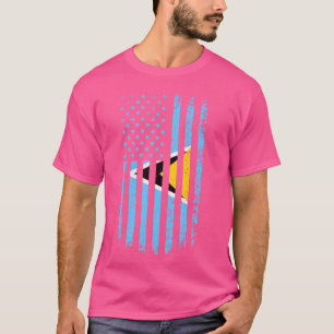 Camiseta Santo Lucian American Flag Santo Lucian Roots Sain