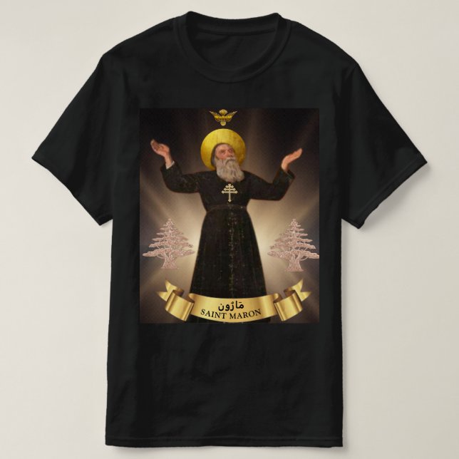 Camiseta Santo Maron (Maroun) Patrão da Igreja Maronita (Frente do Design)