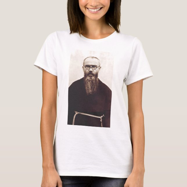 Camiseta Santo Maximilian Kolbe padre católico polonês (Frente)