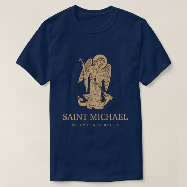 Camiseta Santo Michael nos defende em batalha (Frente do Design)