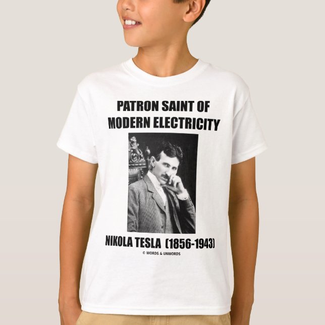 Camiseta Santo padroeiro da eletricidade moderna (Nikola (Frente)
