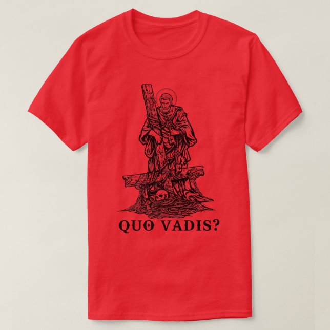 Camiseta Santo Peter Quo Vadis - Roupa católico (Frente do Design)