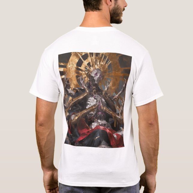 Camiseta Santo Satânico de pintura a óleo Hyper-Realismo (Verso)