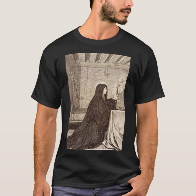 Camiseta Santo Scholastica Patroness da escola (Frente)