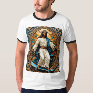 Camiseta Santo skate - Estilo do Ícone do Ornamentado Jesus