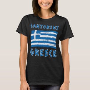 Camiseta Santorini e Bandeira da Camisa-T de Grécia