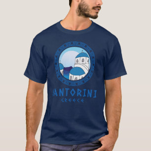 Camiseta Santorini, Grécia Masculino Azul Marinho
