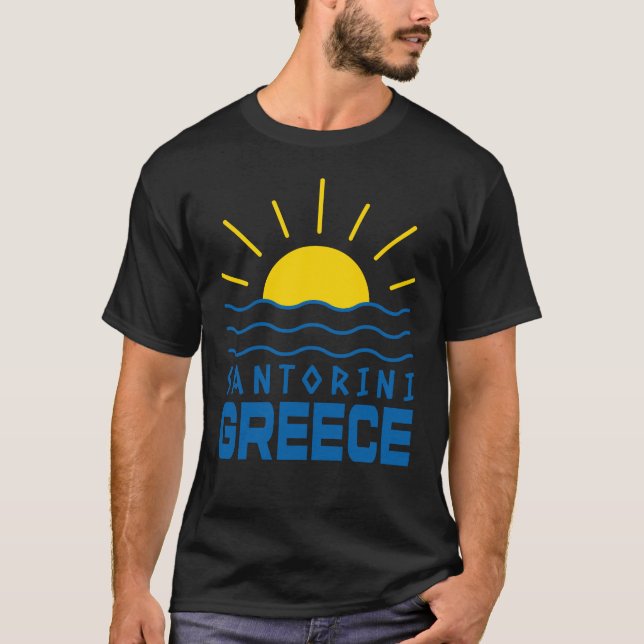 Camiseta Santorini Grécia Sol e Mar Negro (Frente)