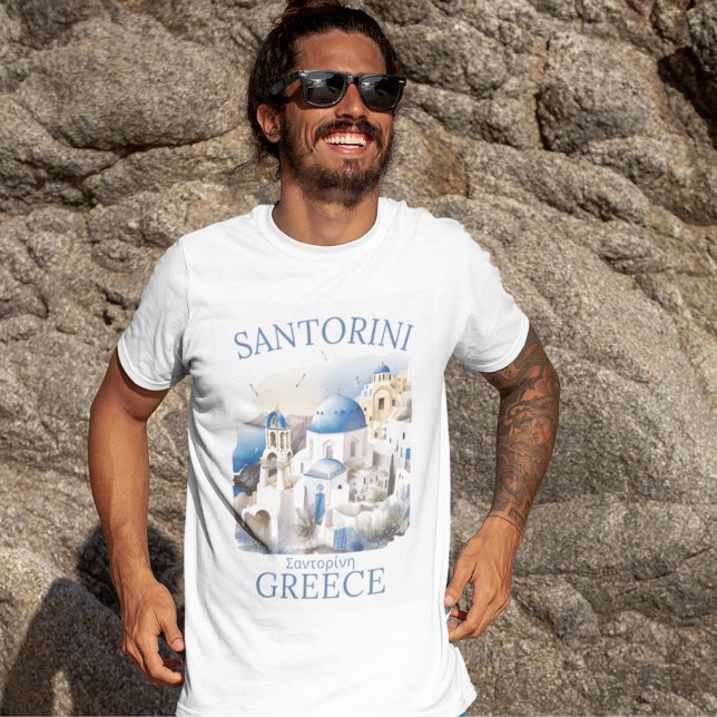 Camiseta Santorini Greece Beautiful Landscape (Criador carregado)