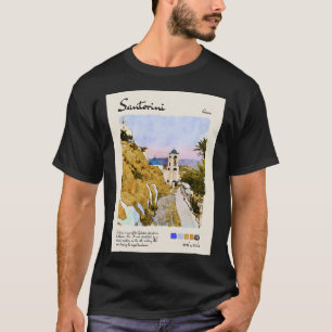 Camiseta Santorini Vintage Watercolor Viagem
