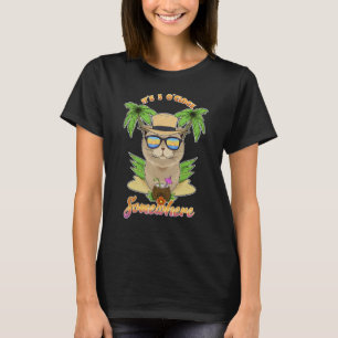 Camiseta São 5 Horas Em Algum Lugar Bebendo Gato Scottish F