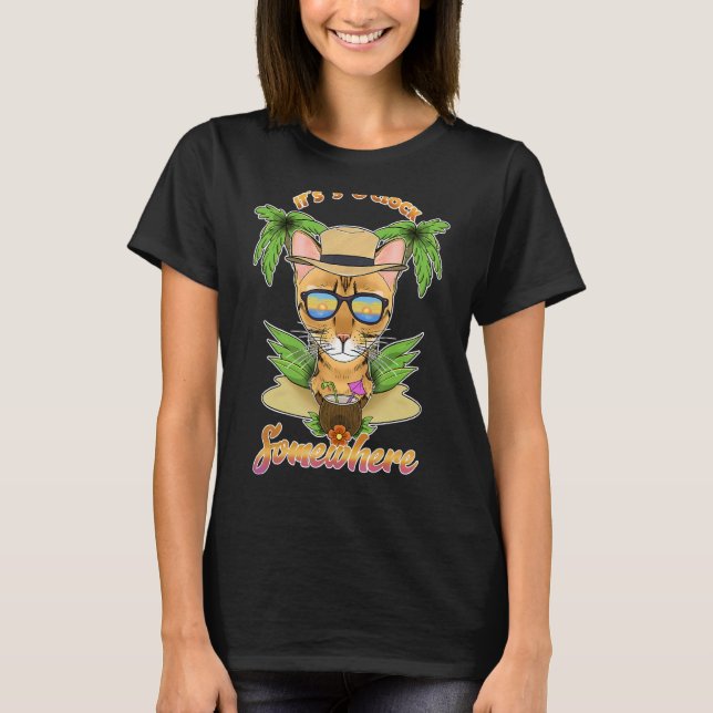 Camiseta São 5 O'Clock Em Algum Lugar Gato De Bengala Beben (Frente)