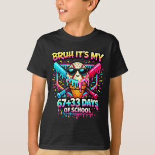 Camiseta São Meus 67+33 Dias De Sorvete De Beisebol Escolar