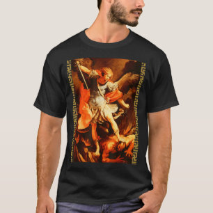 Camiseta São Miguel Derrotando Satanás Arcanjo Guerreiro 