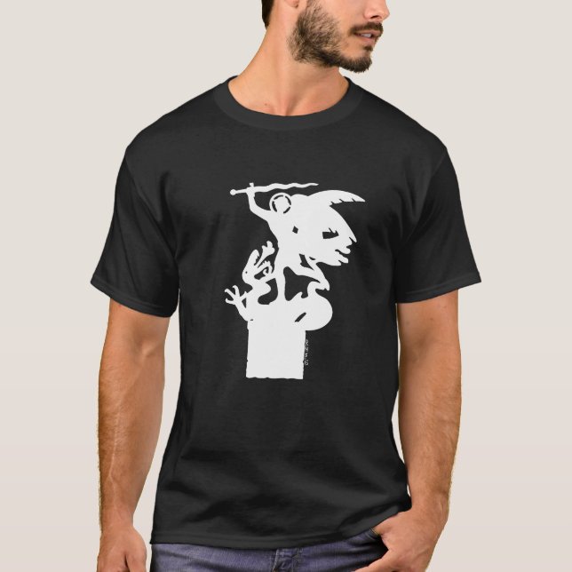 Camiseta São Miguel e Dragão (em branco) (Frente)