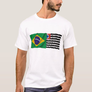 Camiseta São Paulo & bandeiras de ondulação de Brasil