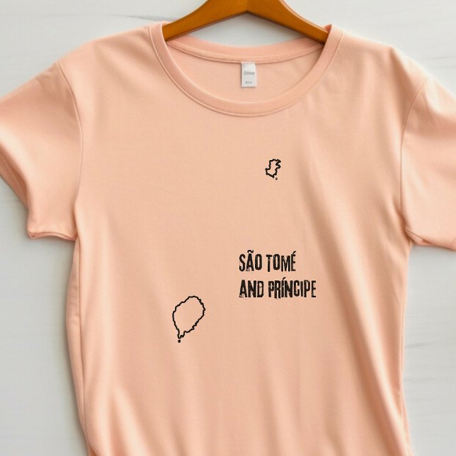 Camiseta São Tomé e Príncipe Mapa Linha Fronteira País (Criador carregado)