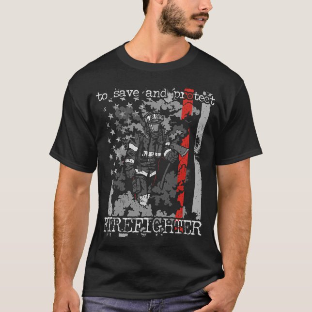 Camiseta Sapador-bombeiro a salvar e proteger (Frente)