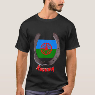 Camiseta sapato de cavalo romano com bandeira cigana