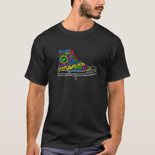 Camiseta Sapato de Crianças Autistas Puzzle Arco-íris de Co