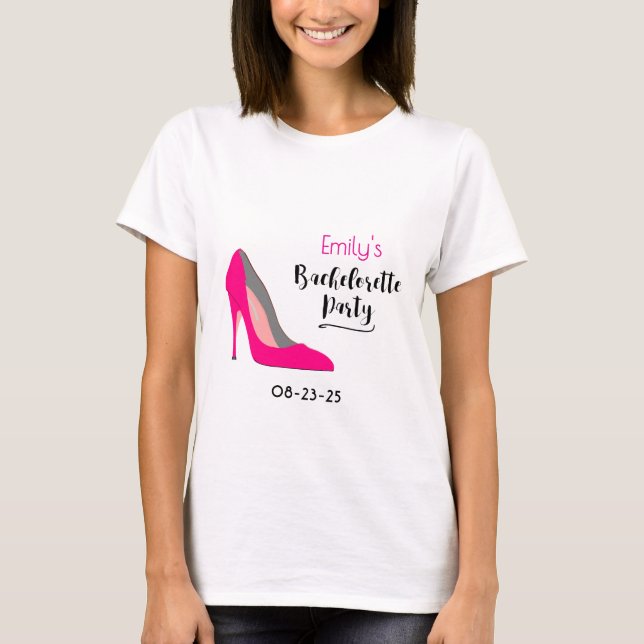 Camiseta Sapato de Salto Alto Stiletto Rosa Choque Festa de (Frente)