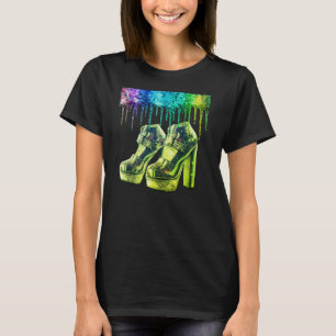 Camiseta Sapatos de Pilha Estilo Retro dos Anos 1970 para M