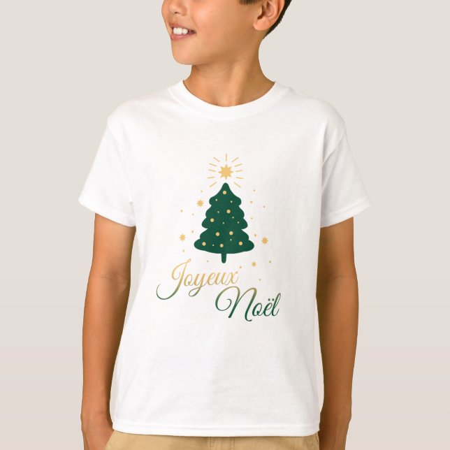 Camiseta Sapin de Noël doré et vert : style festif (Frente)