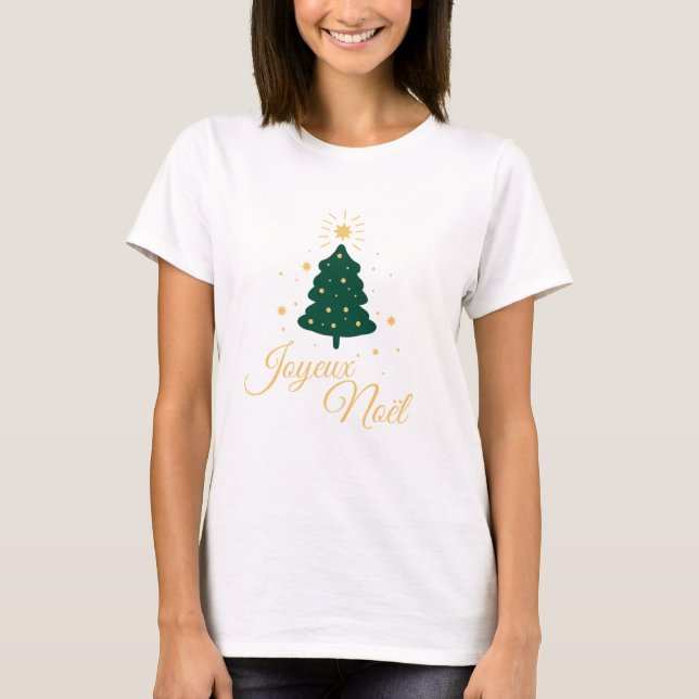 Camiseta Sapin de Noël simple avec texte doré élégant (Frente)