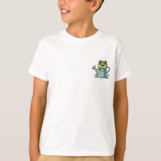 Camiseta Sapo Alegre em um Regador Infantil (Frente)