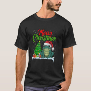 Camiseta Sapo Árvore de Natal Luzes Engraçadas Sapo de Nata