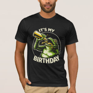 Camiseta Sapo Bebendo Cerveja de Aniversário