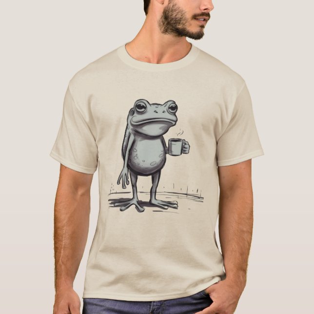 Camiseta Sapo Bebendo Meme de Café Sapo Místico Amante de S (Frente)