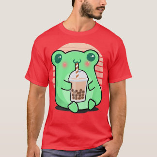 Camiseta Sapo Boba Tea Funny Amphibian Bebendo Bubble Tea