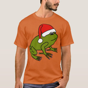 Camiseta Sapo Bonita Vestindo Um Chapéu De Natal