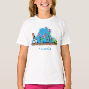 Camiseta sapo bonito e abelha na ilustração de desenho an