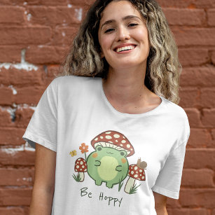 Camiseta Sapo bonito e cogumelos são caricaturas de Hoppy