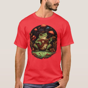 Camiseta sapo bonito estético tocando ukelele no Mushroom 5