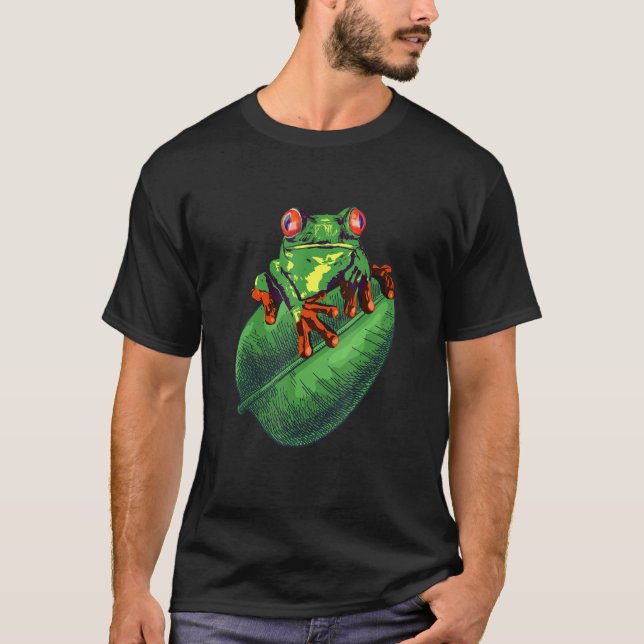 Camiseta Sapo Bonito Sentado Na Folha Verde (Frente)