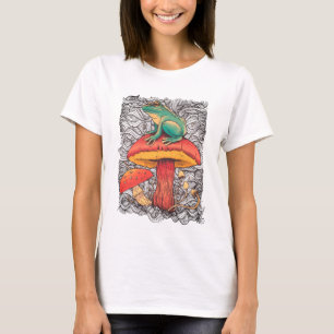 Camiseta Sapo com cogumelo Design estilo Cottagecore