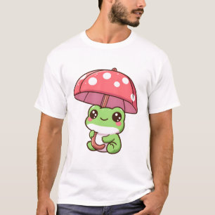 Camiseta Sapo com Guarda-chuva de Cogumelo